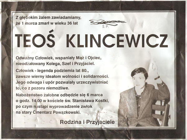 Nekrolog po mierci Teosia