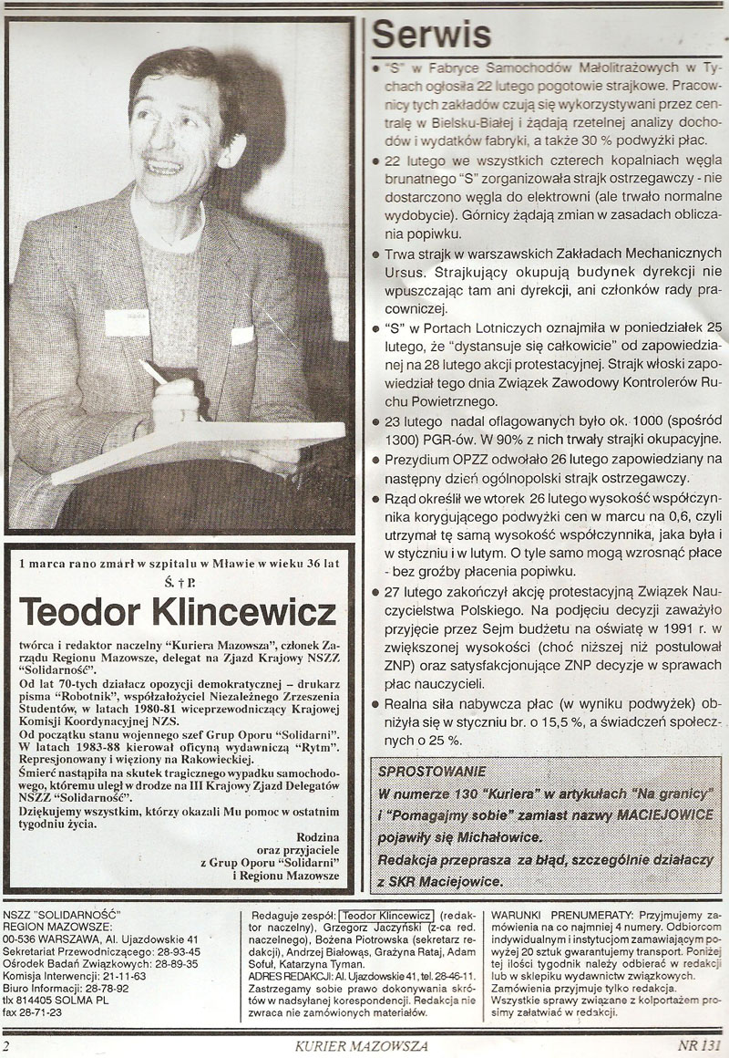 Nekrolog z Kuriera